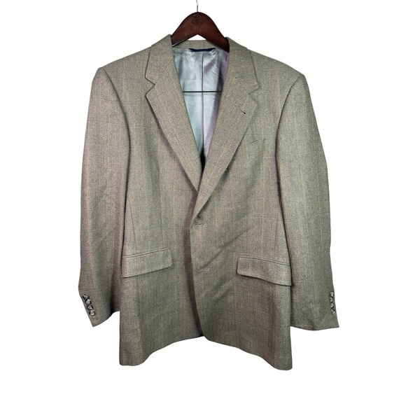 Burberry London Jacket Mens Brown Plaid Blazer Wool 40 REG‎ - Picture 1 of 8